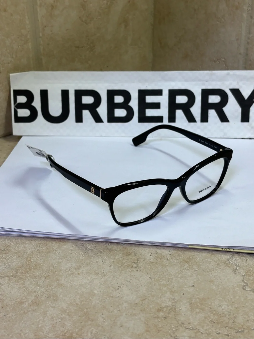 New Burberry B2323 3001 Black Optical Glasses
